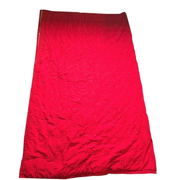 Handsewn Quilt Feedsack Crown of Thorns Red Back Tied Needs Repair Twin Size VTG - Picture 4 of 16